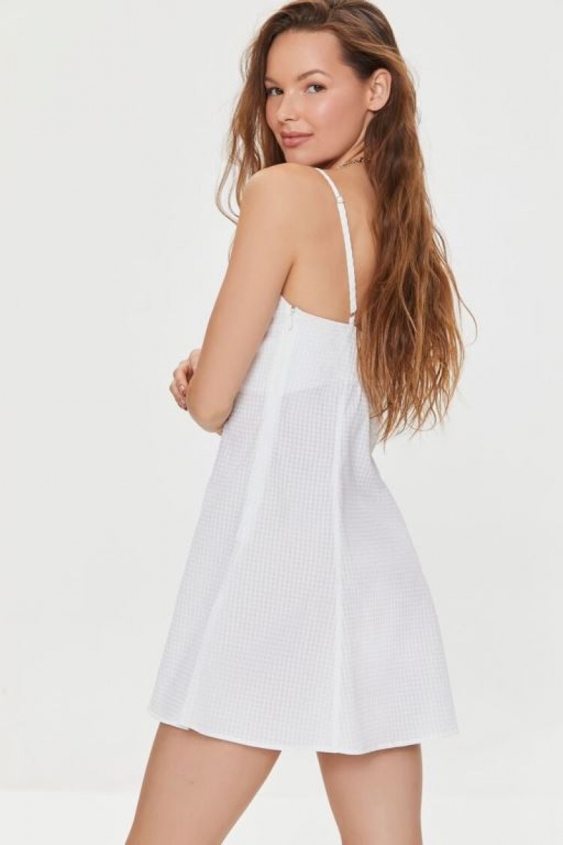 Vestido Forever 21 Sweetheart Gingham Mini Mujer Blancas | 1xNpscgDqJE