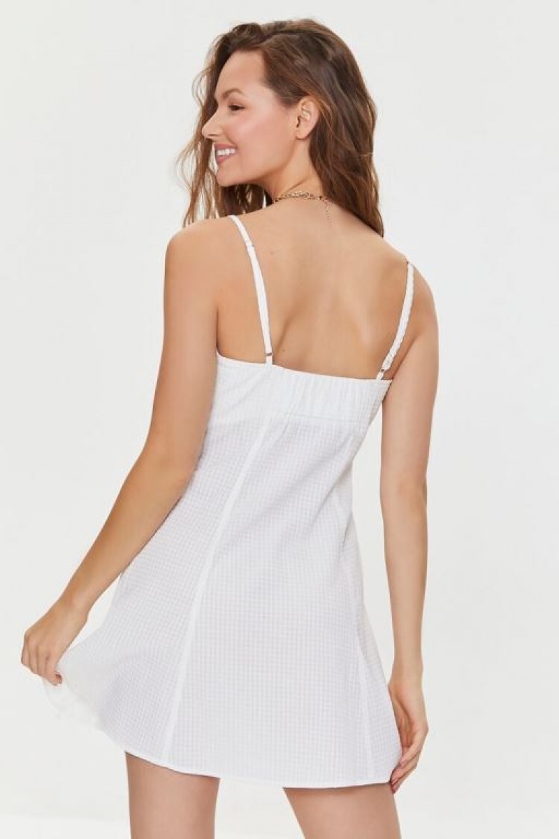 Vestido Forever 21 Sweetheart Gingham Mini Mujer Blancas | 1xNpscgDqJE