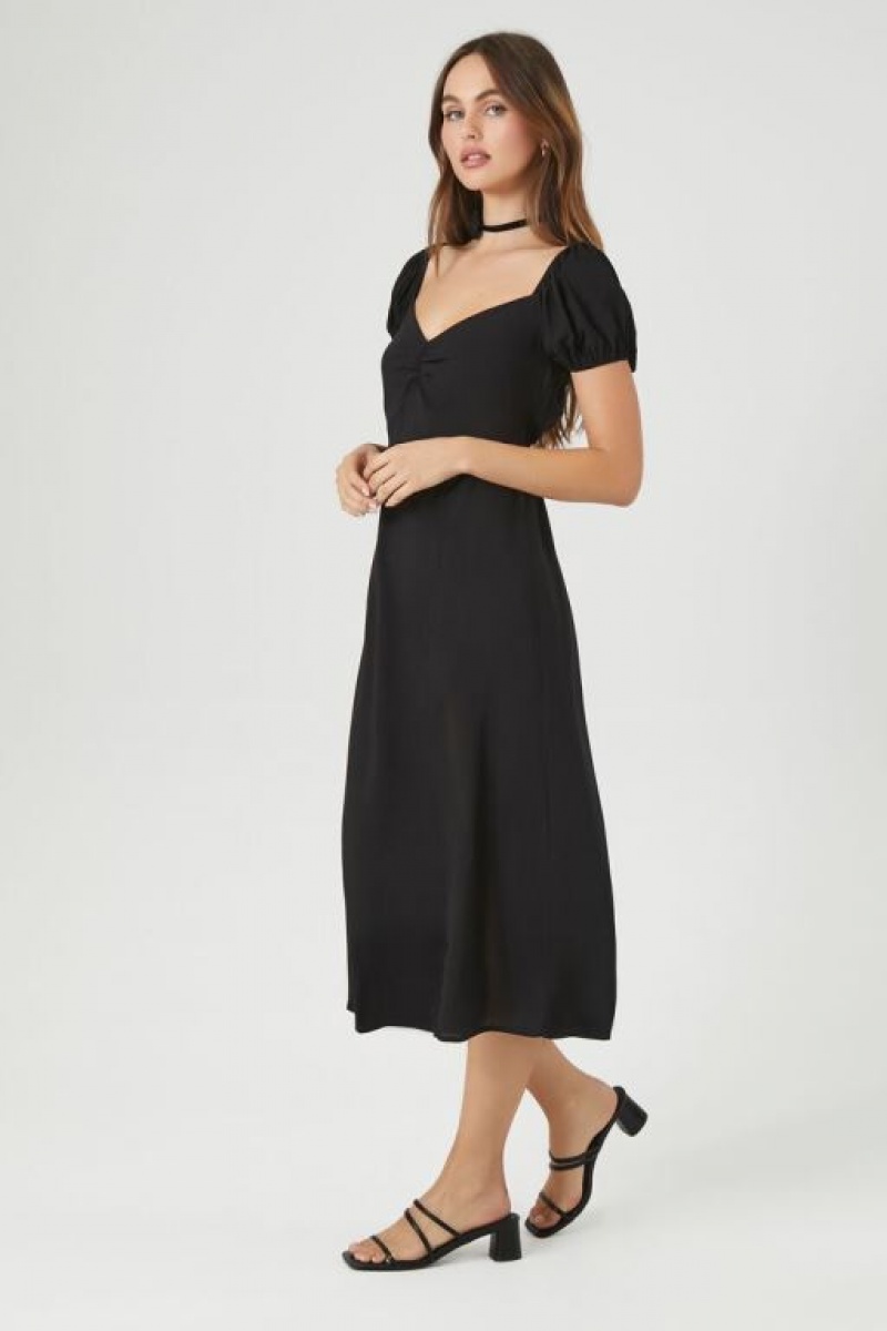 Vestido Forever 21 Sweetheart Lace Up Midi Mujer Negras | Na2Wv82bYVm