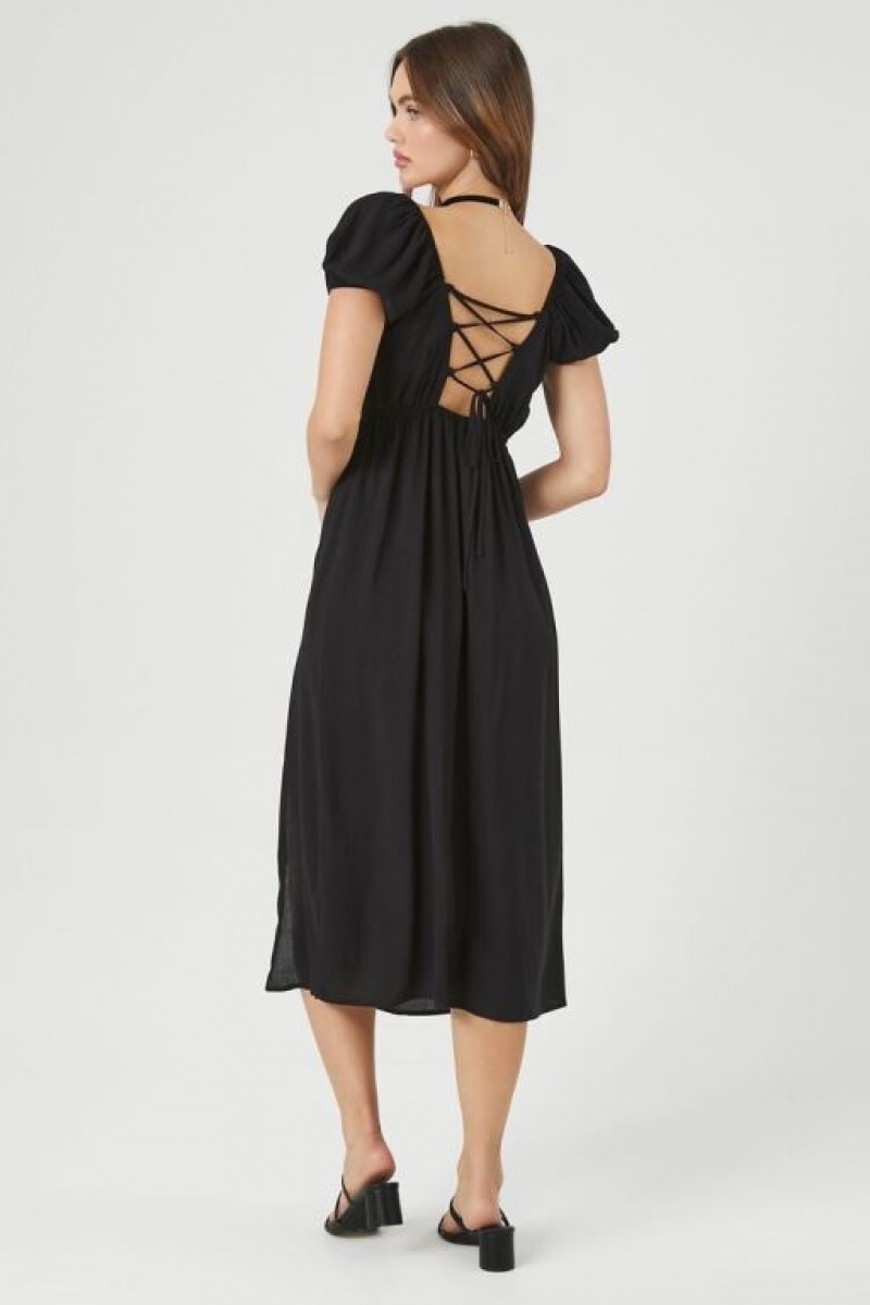 Vestido Forever 21 Sweetheart Lace Up Midi Mujer Negras | Na2Wv82bYVm