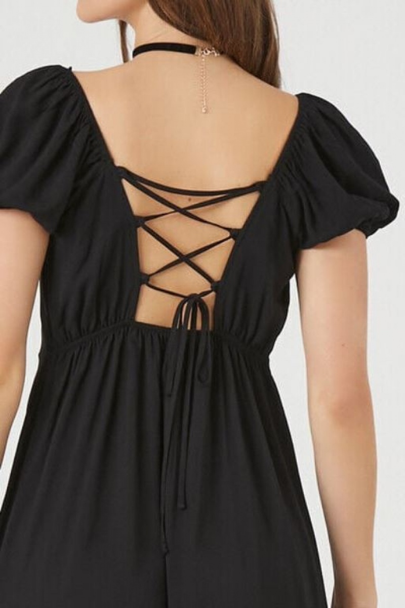 Vestido Forever 21 Sweetheart Lace Up Midi Mujer Negras | Na2Wv82bYVm