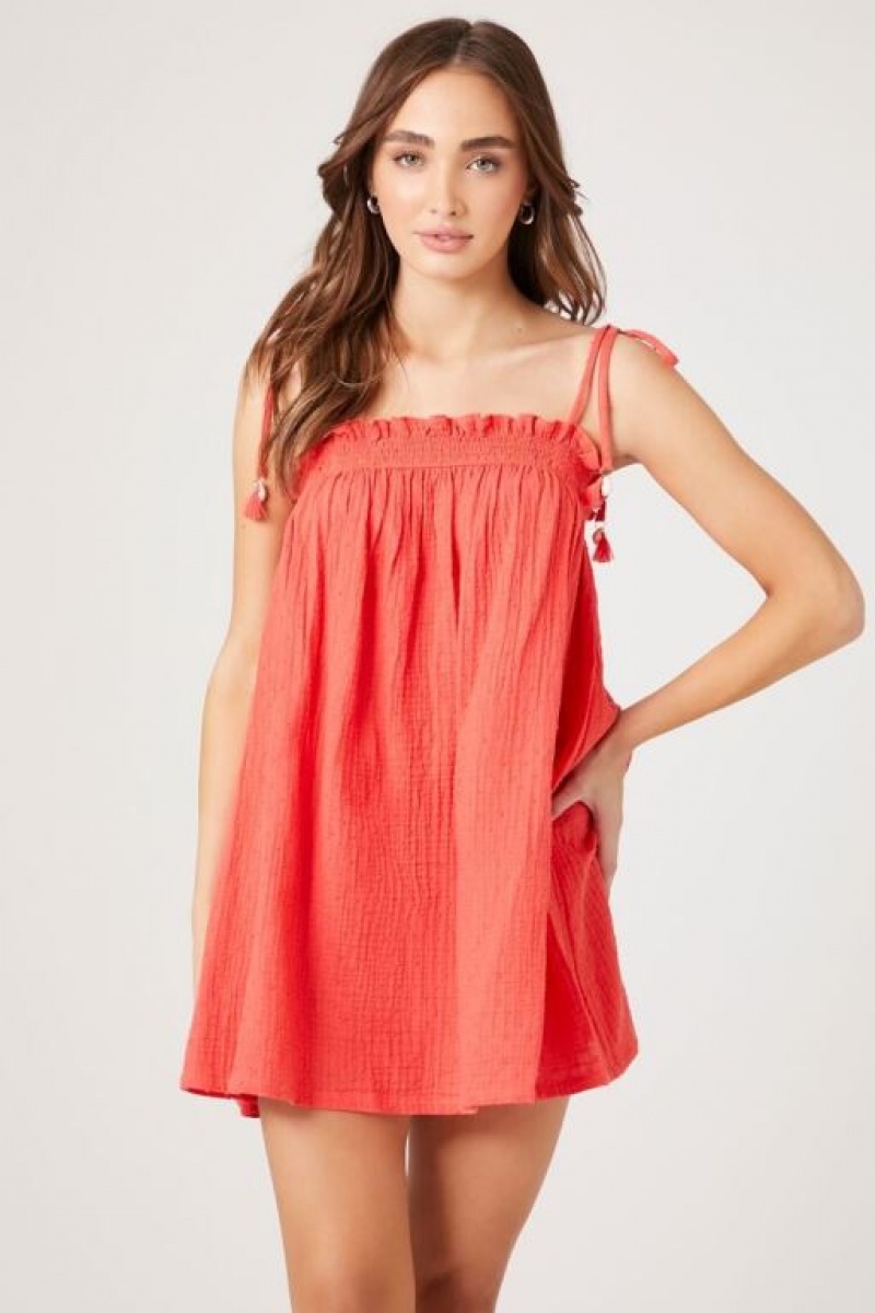 Vestido Forever 21 Tassel Shift Mini Mujer Cayenne | nv2Y5vf8SKI