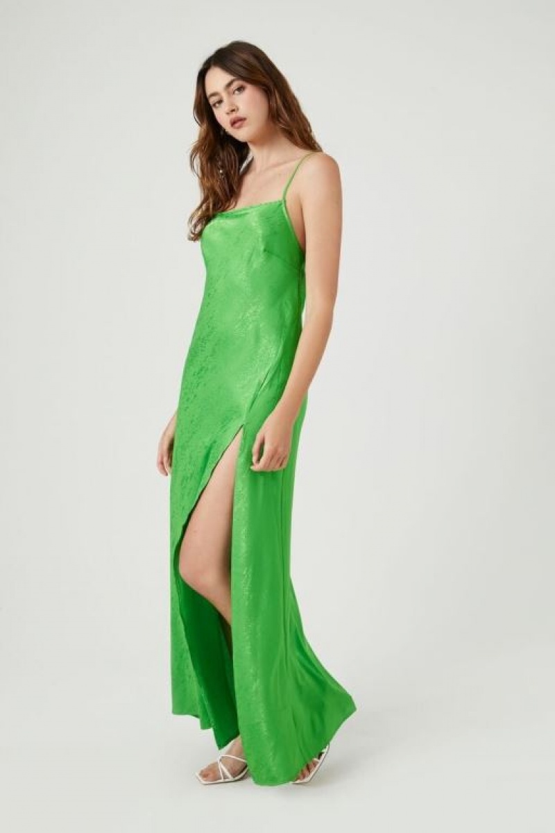 Vestido Forever 21 Textured Print Cami Maxi Mujer Verde | 7FztNQ7gdyD