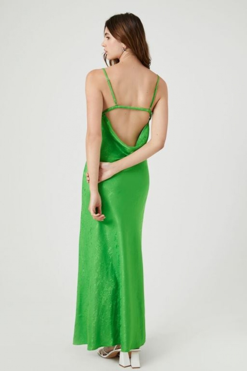 Vestido Forever 21 Textured Print Cami Maxi Mujer Verde | 7FztNQ7gdyD