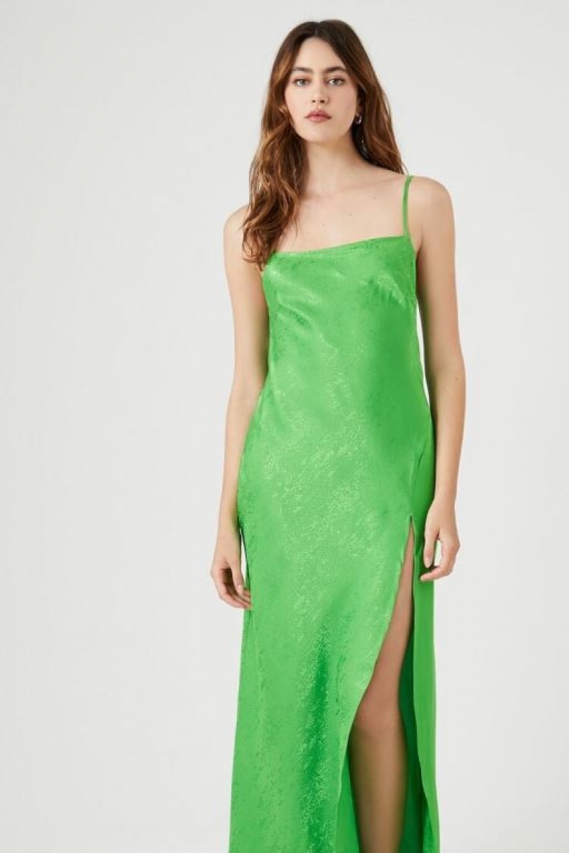 Vestido Forever 21 Textured Print Cami Maxi Mujer Verde | 7FztNQ7gdyD