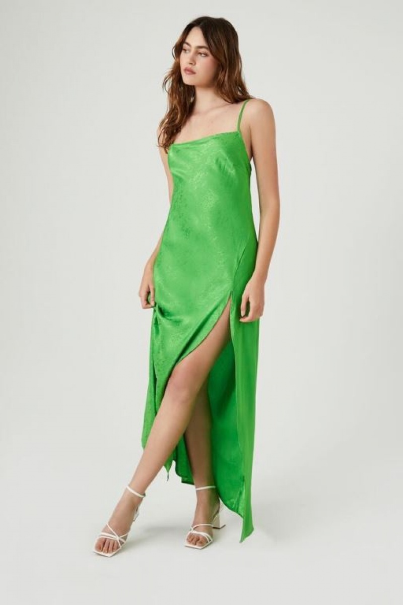 Vestido Forever 21 Textured Print Cami Maxi Mujer Verde | 7FztNQ7gdyD