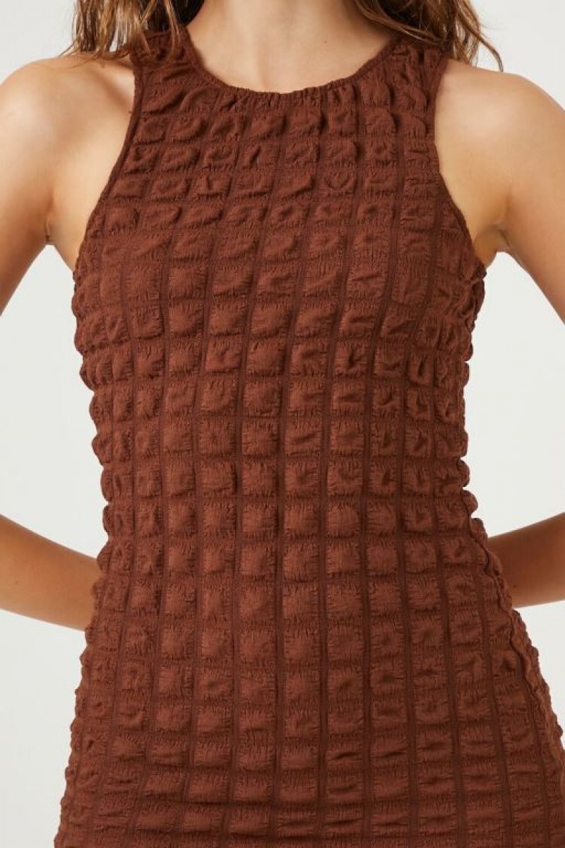 Vestido Forever 21 Textured Sleeveless Mini Mujer Cappuccino | x084SVYZg0i