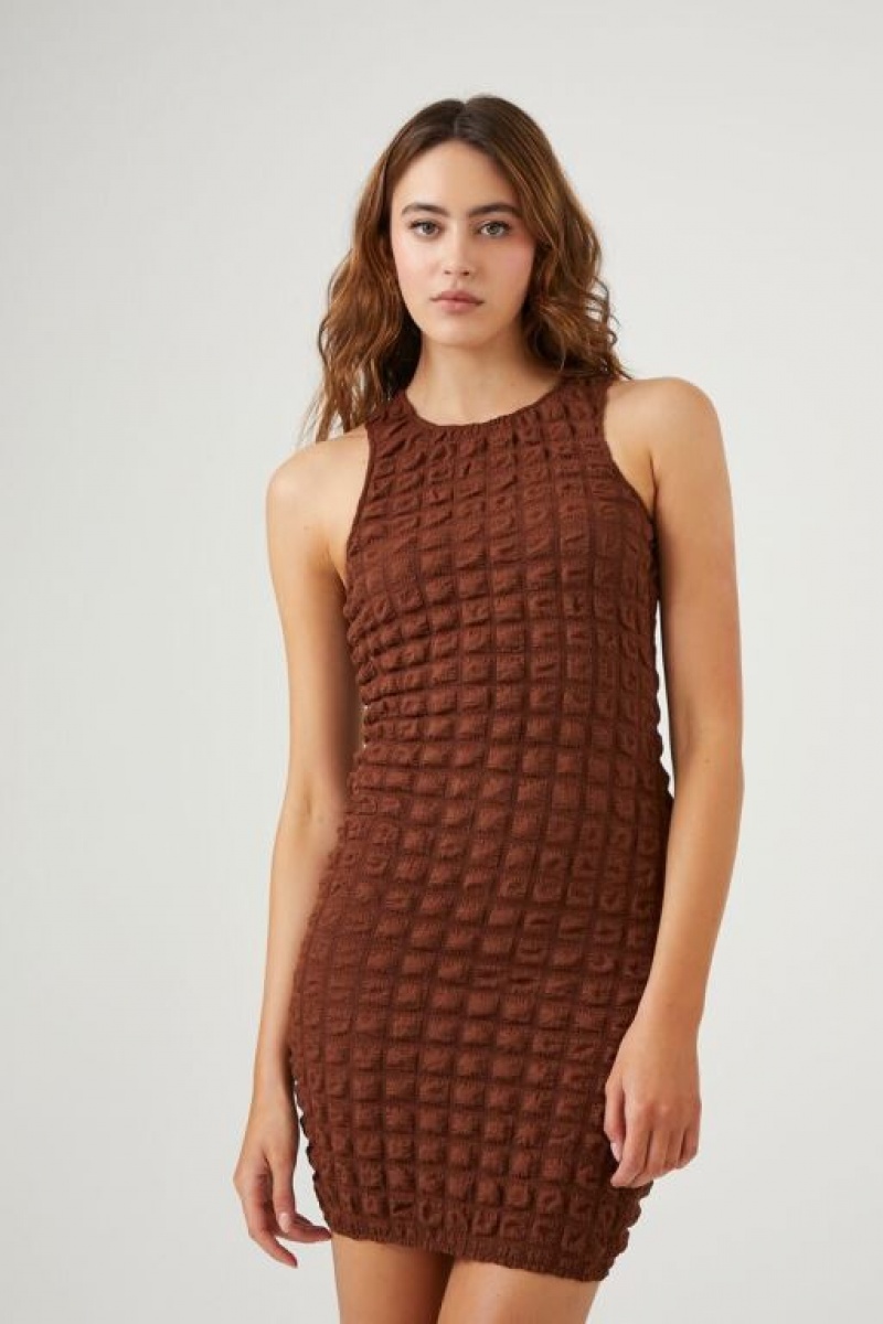 Vestido Forever 21 Textured Sleeveless Mini Mujer Cappuccino | x084SVYZg0i