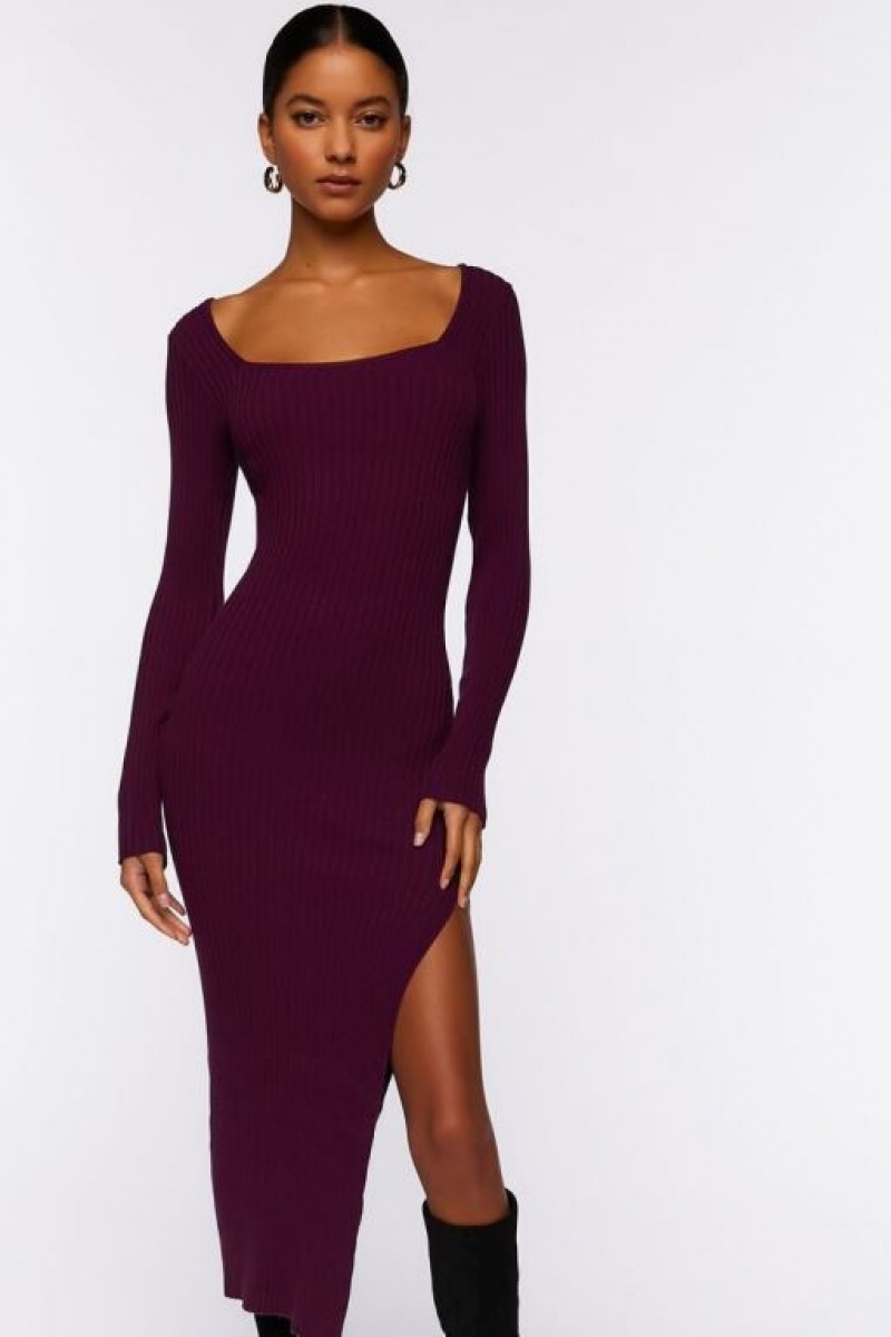 Vestido Forever 21 Thigh Slit Midi Mujer Moradas | WtWxgfP3XlX