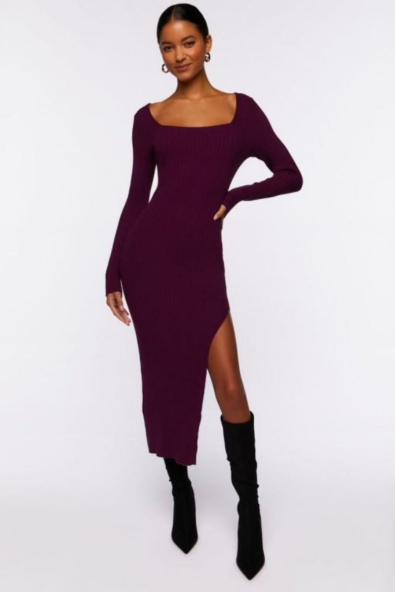 Vestido Forever 21 Thigh Slit Midi Mujer Moradas | WtWxgfP3XlX