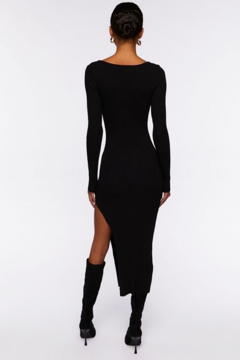 Vestido Forever 21 Thigh Slit Midi Mujer Negras | IV04Ca6xnOG