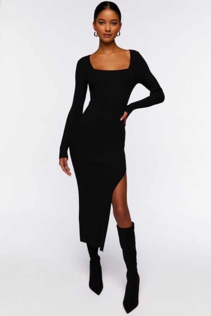 Vestido Forever 21 Thigh Slit Midi Mujer Negras | IV04Ca6xnOG