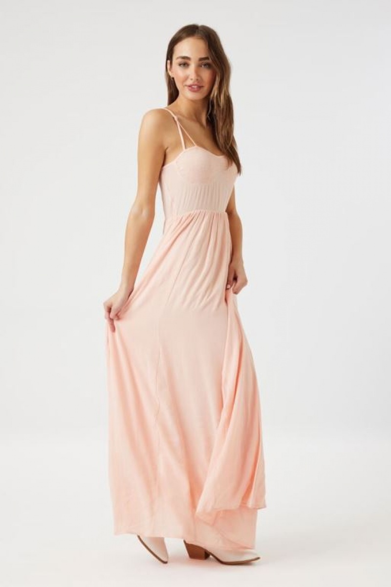 Vestido Forever 21 Tie Strap Gauze Maxi Mujer Coral | D19I67zCst8