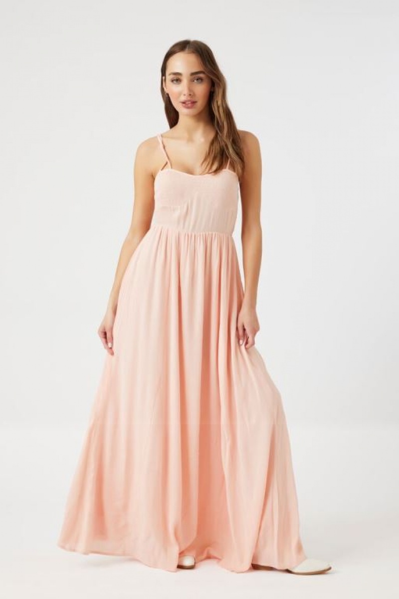 Vestido Forever 21 Tie Strap Gauze Maxi Mujer Coral | D19I67zCst8