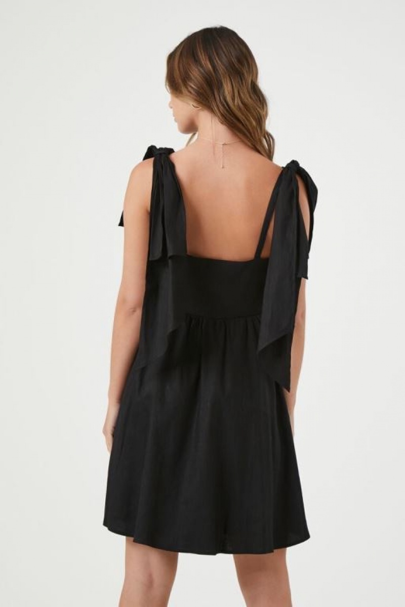 Vestido Forever 21 Tie Strap Mini Babydoll Mujer Negras | sgGDIahSRgG