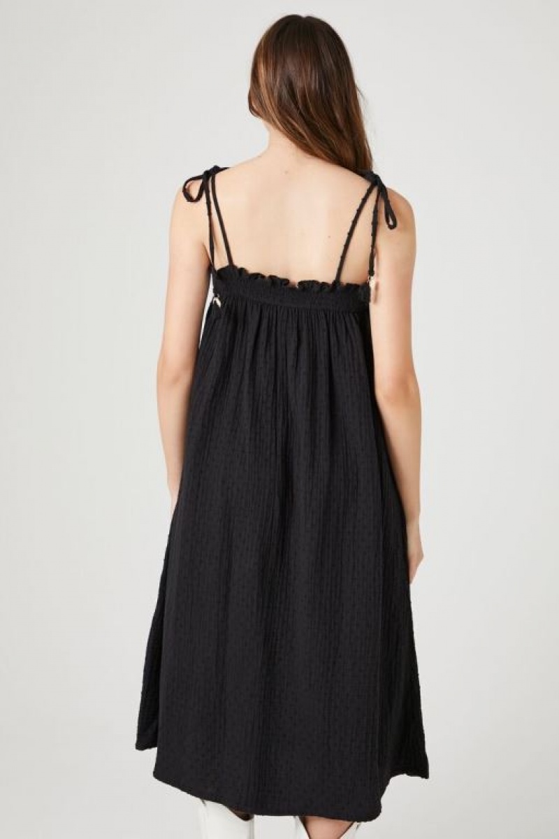 Vestido Forever 21 Tie Strap Shift Midi Mujer Negras | e7CHDNyxlOP