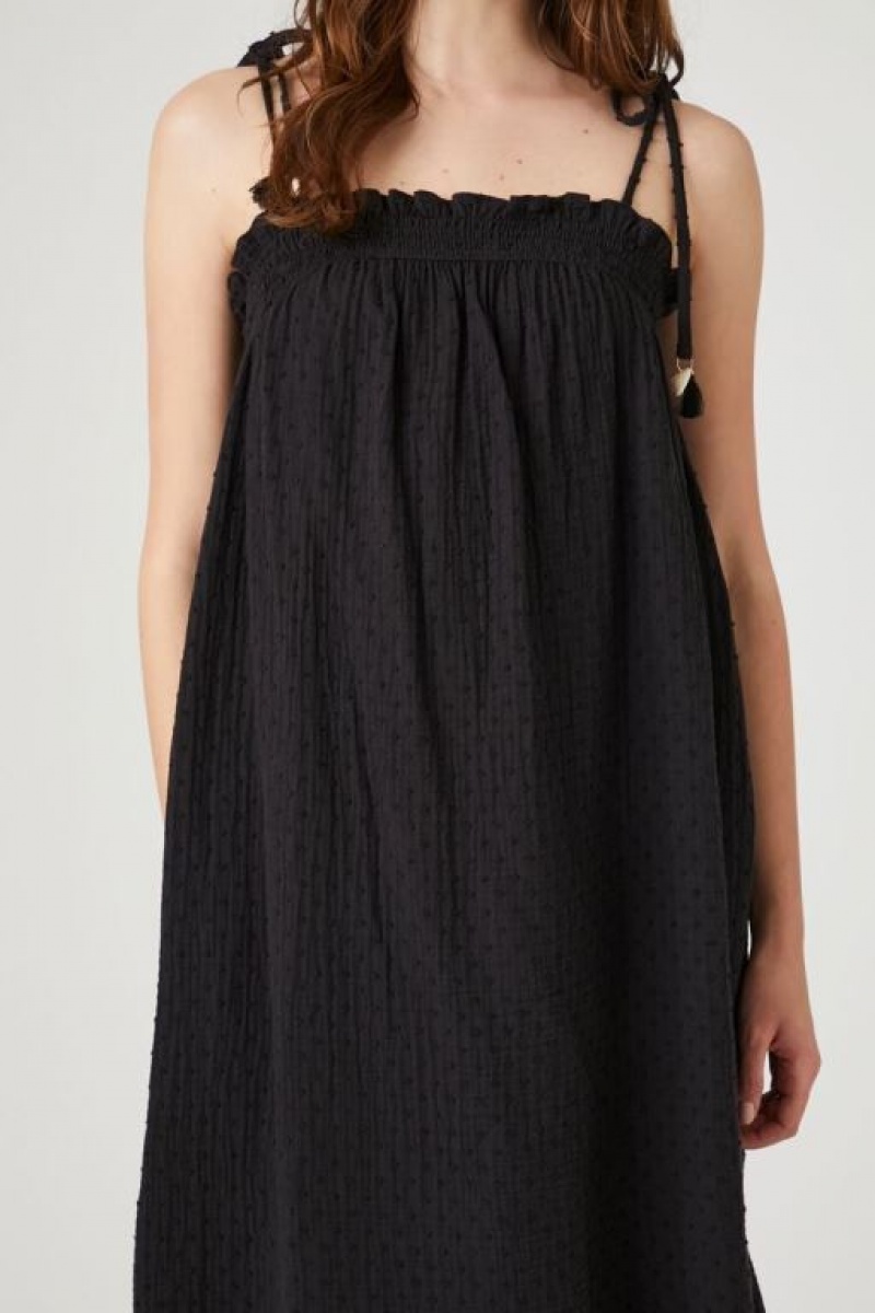 Vestido Forever 21 Tie Strap Shift Midi Mujer Negras | e7CHDNyxlOP