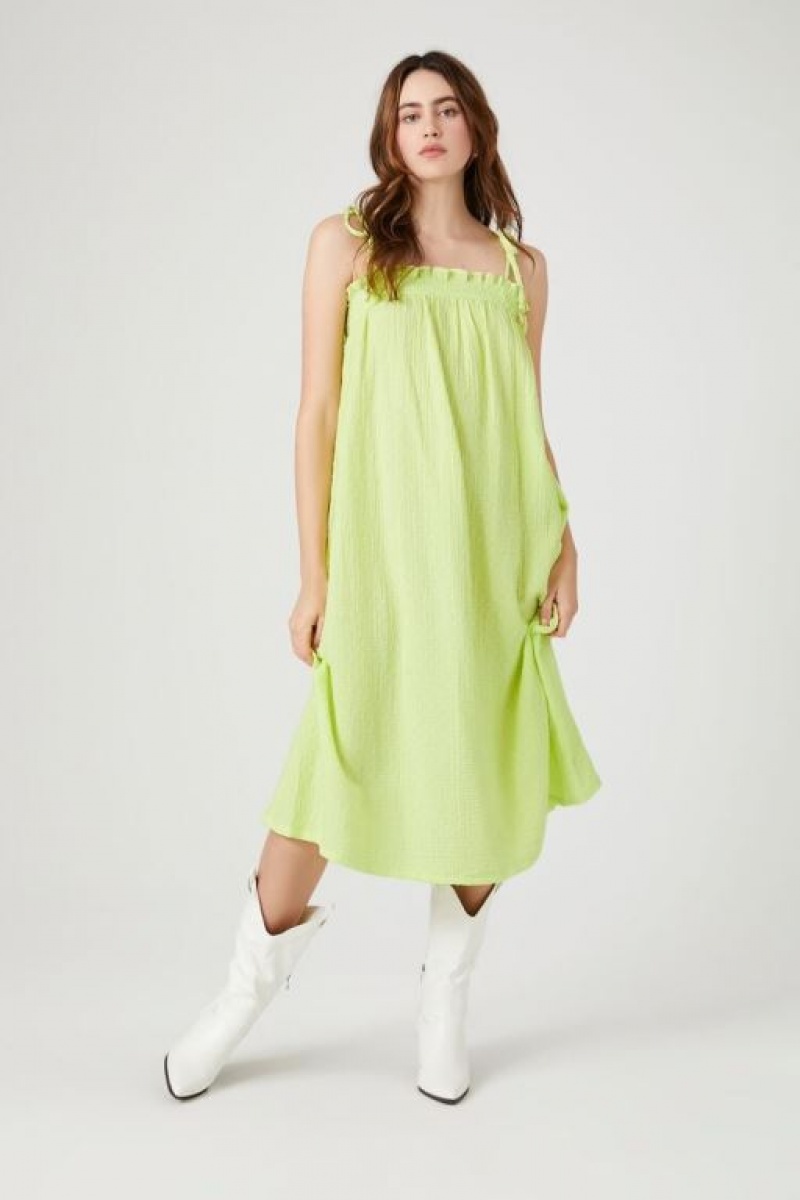 Vestido Forever 21 Tie Strap Shift Midi Mujer Honeydew | nACiZHGDHYp