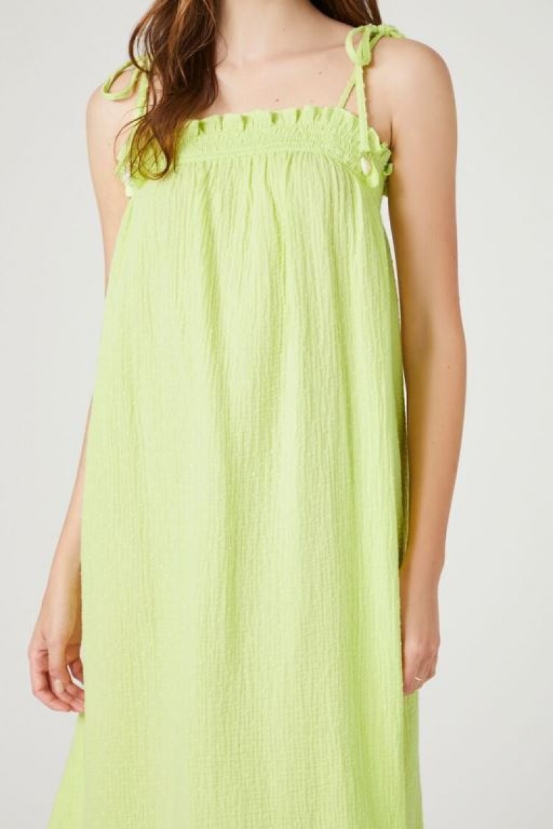 Vestido Forever 21 Tie Strap Shift Midi Mujer Honeydew | nACiZHGDHYp