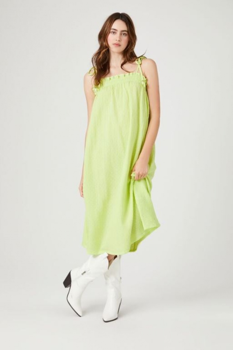 Vestido Forever 21 Tie Strap Shift Midi Mujer Honeydew | nACiZHGDHYp