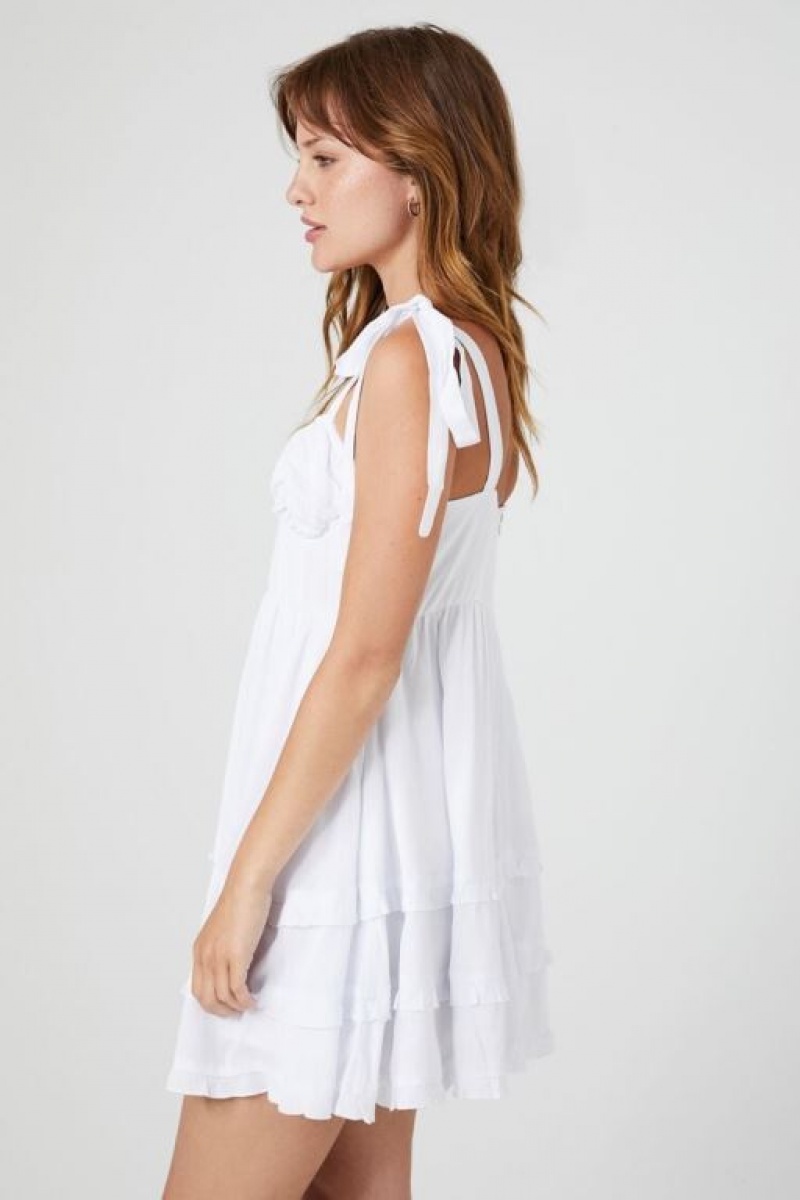 Vestido Forever 21 Tie Strap Tiered Babydoll Mujer Blancas | 6V2K5vK04oz