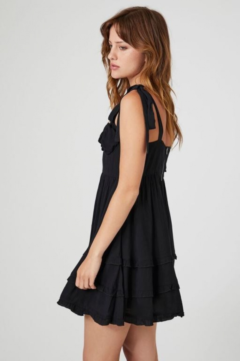 Vestido Forever 21 Tie Strap Tiered Babydoll Mujer Negras | owCyE4RC1IA