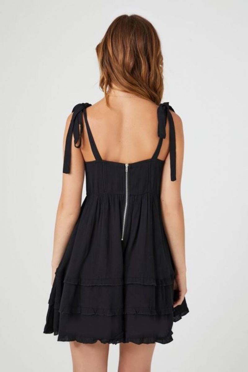 Vestido Forever 21 Tie Strap Tiered Babydoll Mujer Negras | owCyE4RC1IA