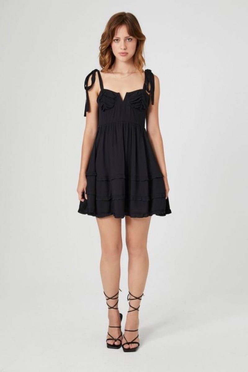 Vestido Forever 21 Tie Strap Tiered Babydoll Mujer Negras | owCyE4RC1IA