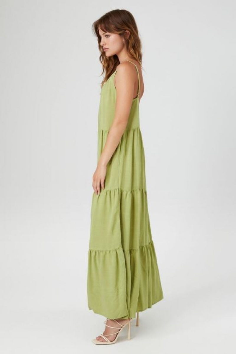 Vestido Forever 21 Tiered Cami Maxi Mujer Verde Oliva | S25LDgOw5nl