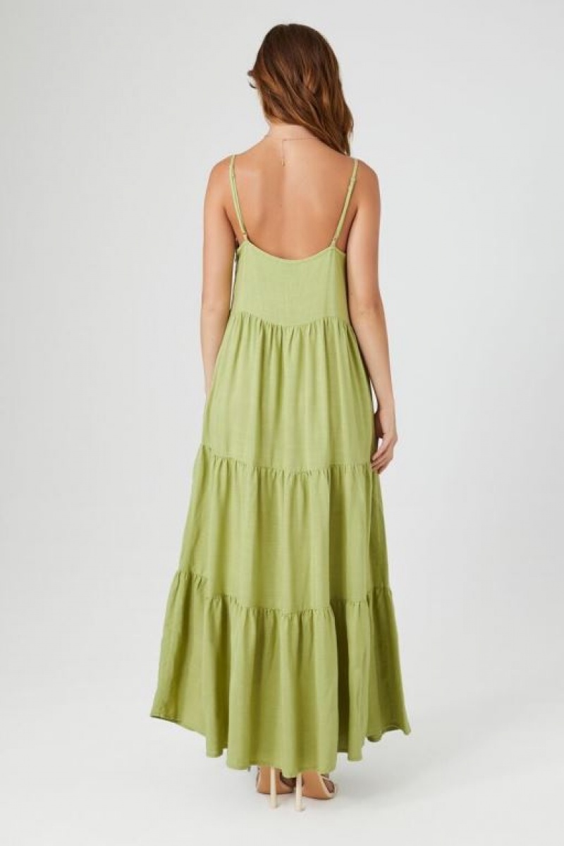 Vestido Forever 21 Tiered Cami Maxi Mujer Verde Oliva | S25LDgOw5nl