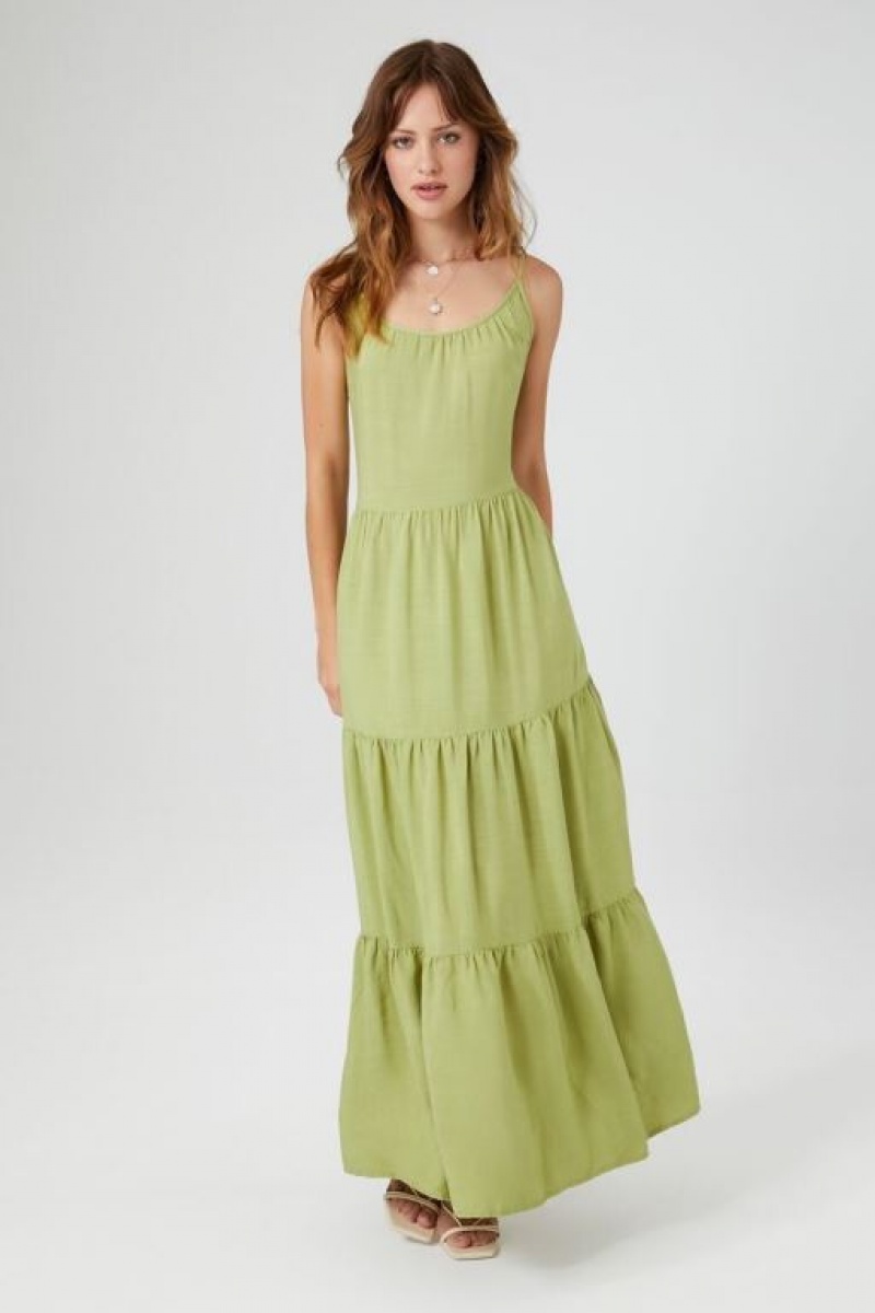 Vestido Forever 21 Tiered Cami Maxi Mujer Verde Oliva | S25LDgOw5nl