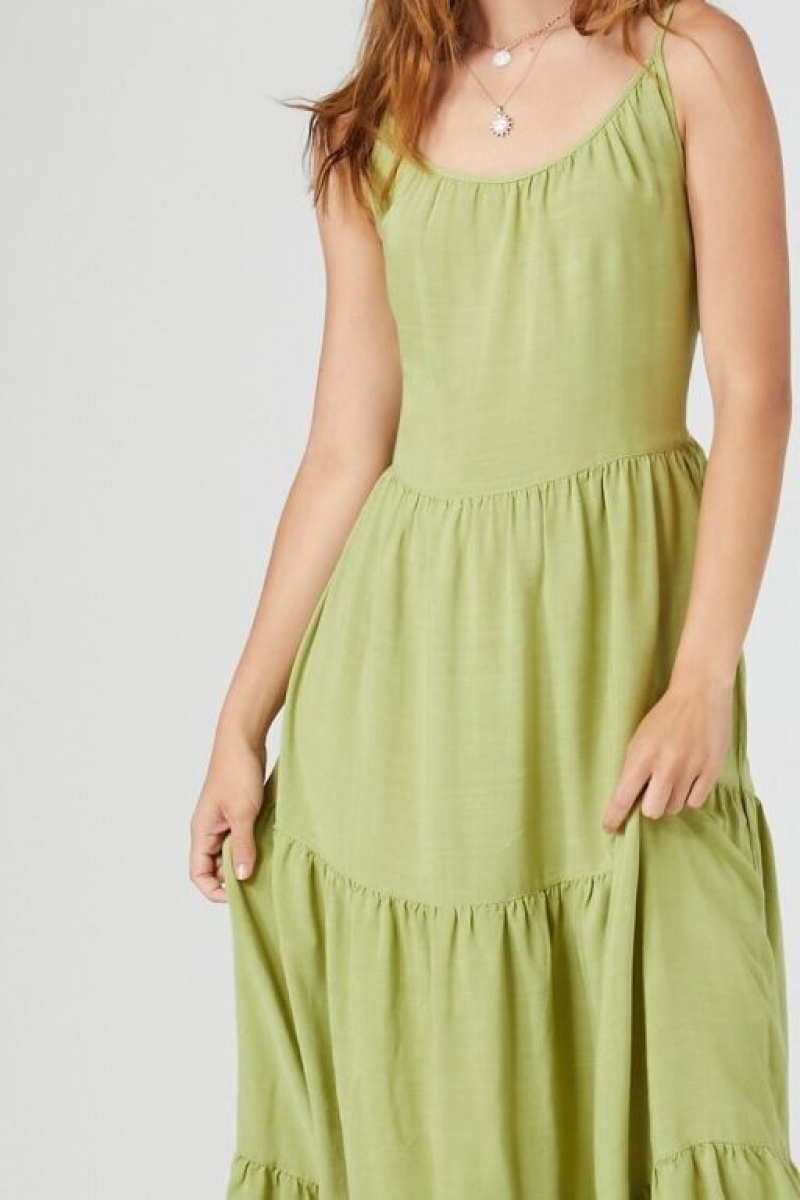 Vestido Forever 21 Tiered Cami Maxi Mujer Verde Oliva | S25LDgOw5nl