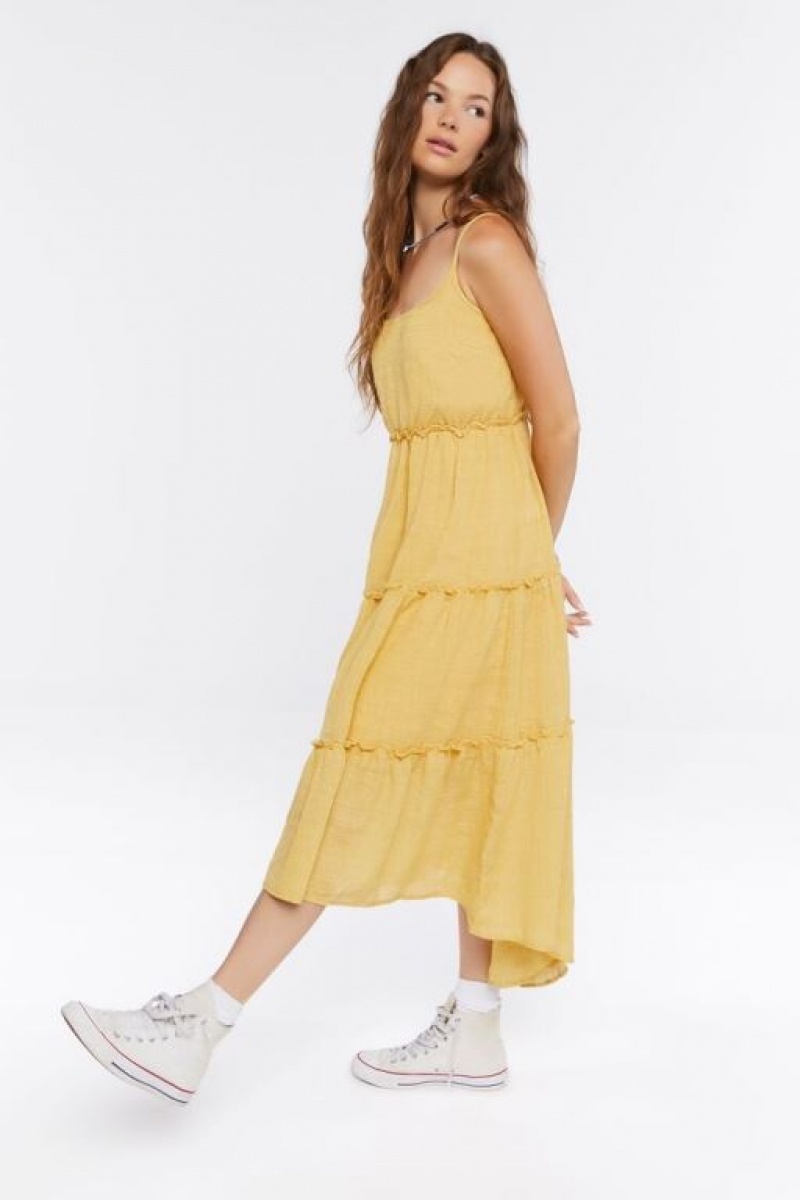 Vestido Forever 21 Tiered Cami Maxi Mujer Amarillo | t7VokbocQaL