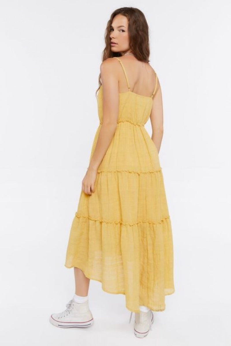 Vestido Forever 21 Tiered Cami Maxi Mujer Amarillo | t7VokbocQaL