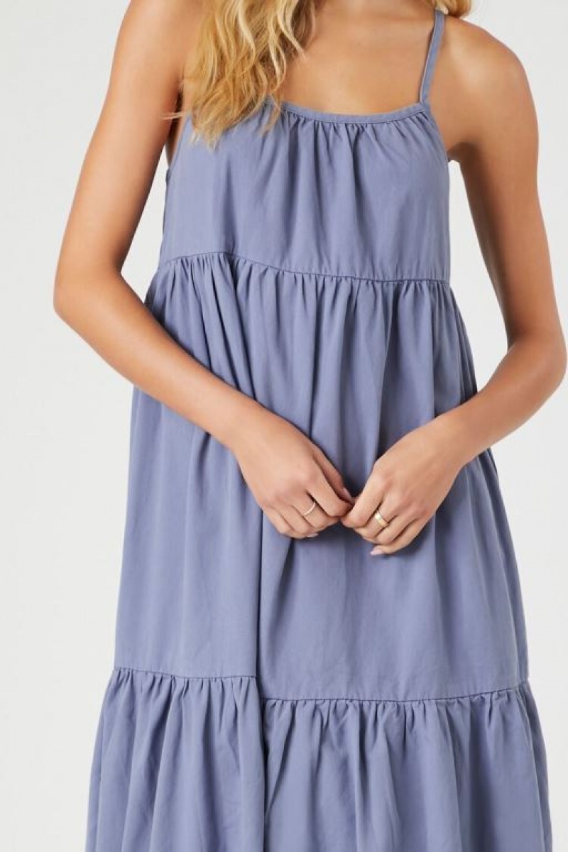 Vestido Forever 21 Tiered Cami Midi Mujer Azules | Vr7yHED21pg