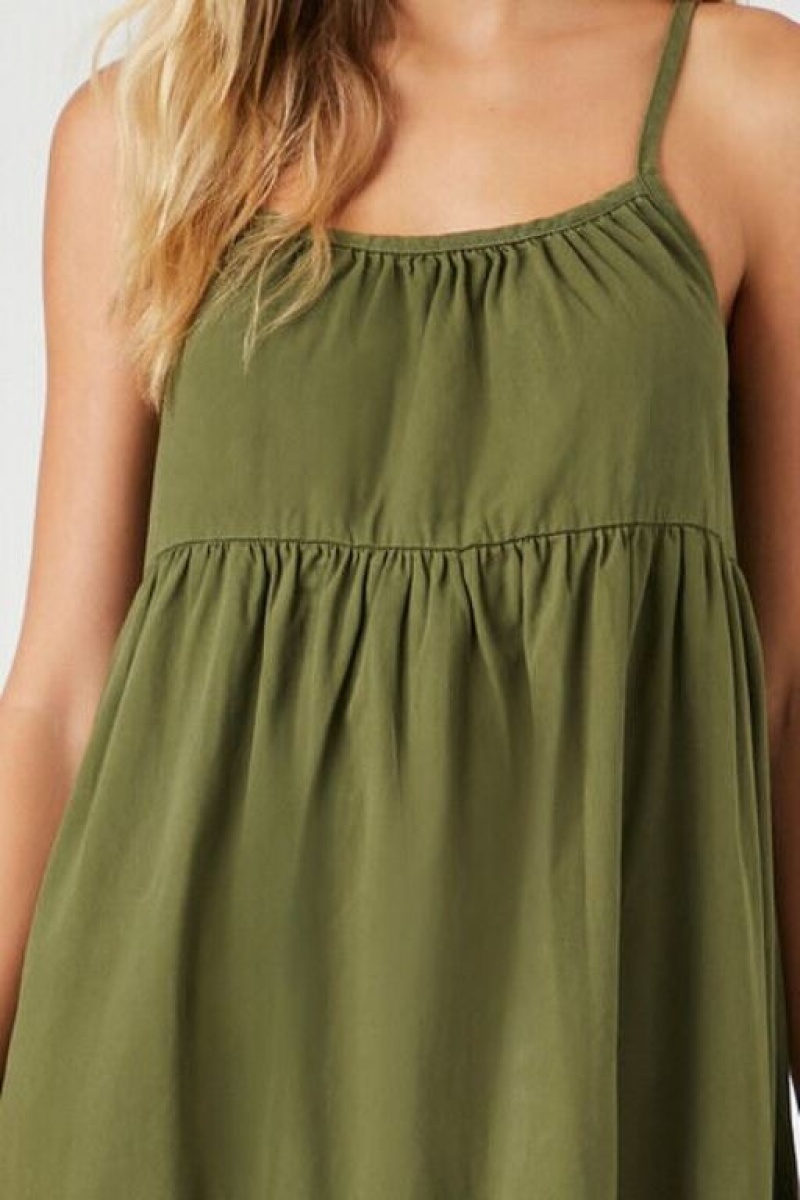 Vestido Forever 21 Tiered Cami Midi Mujer Verde Oliva | pi3iQjF6m9z