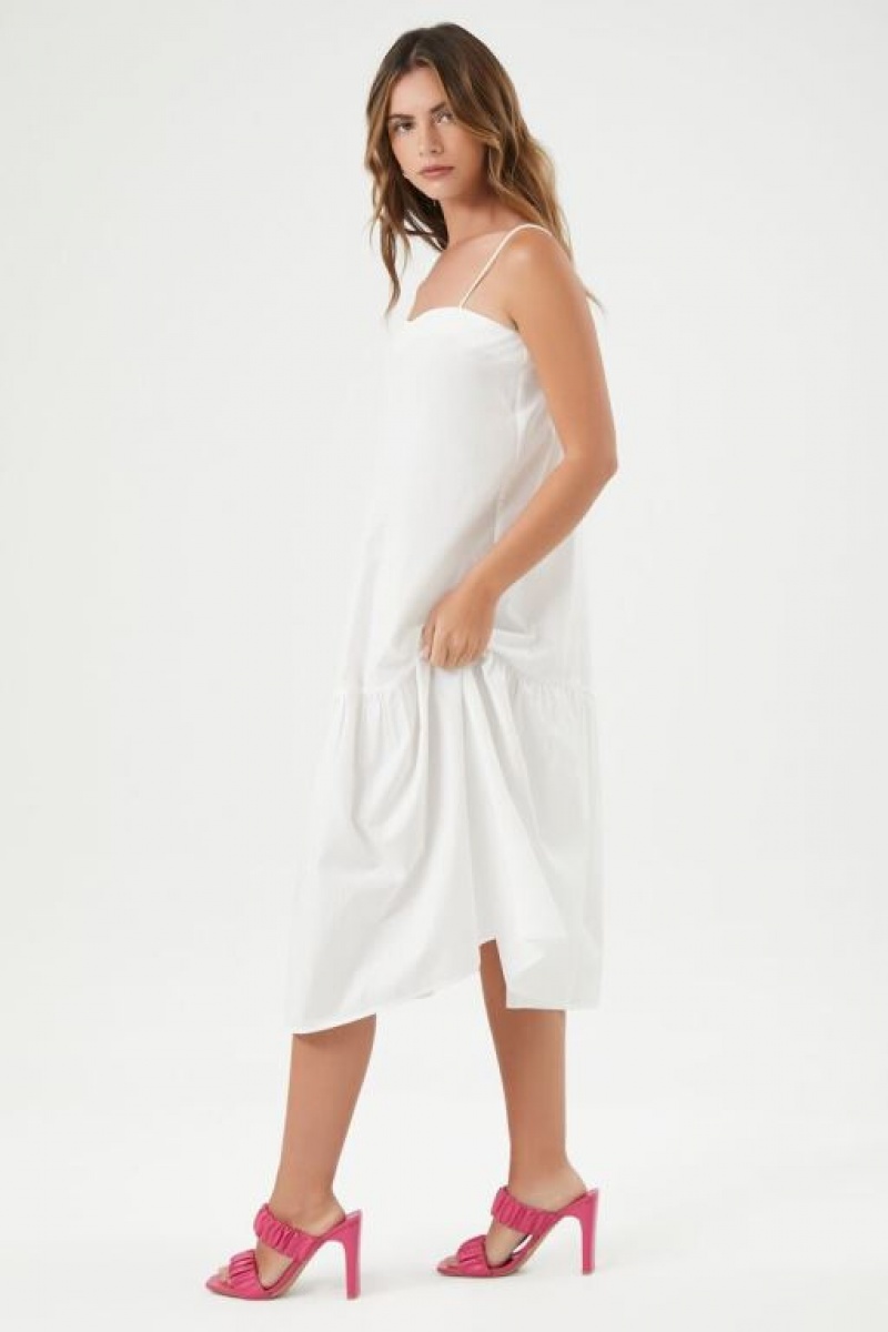 Vestido Forever 21 Tiered Cami Midi Mujer Blancas | SZmjahtDMP3