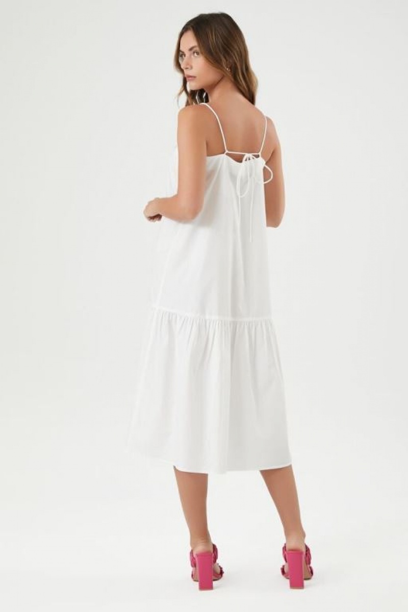 Vestido Forever 21 Tiered Cami Midi Mujer Blancas | SZmjahtDMP3