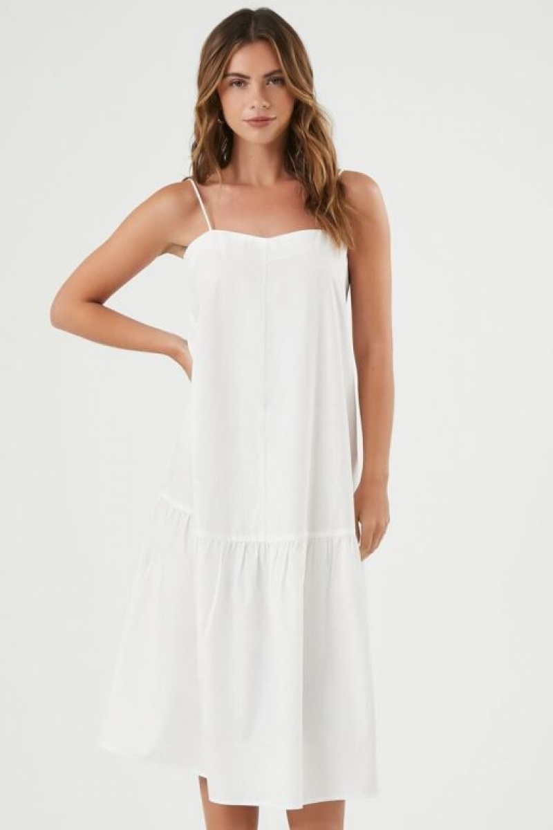 Vestido Forever 21 Tiered Cami Midi Mujer Blancas | SZmjahtDMP3