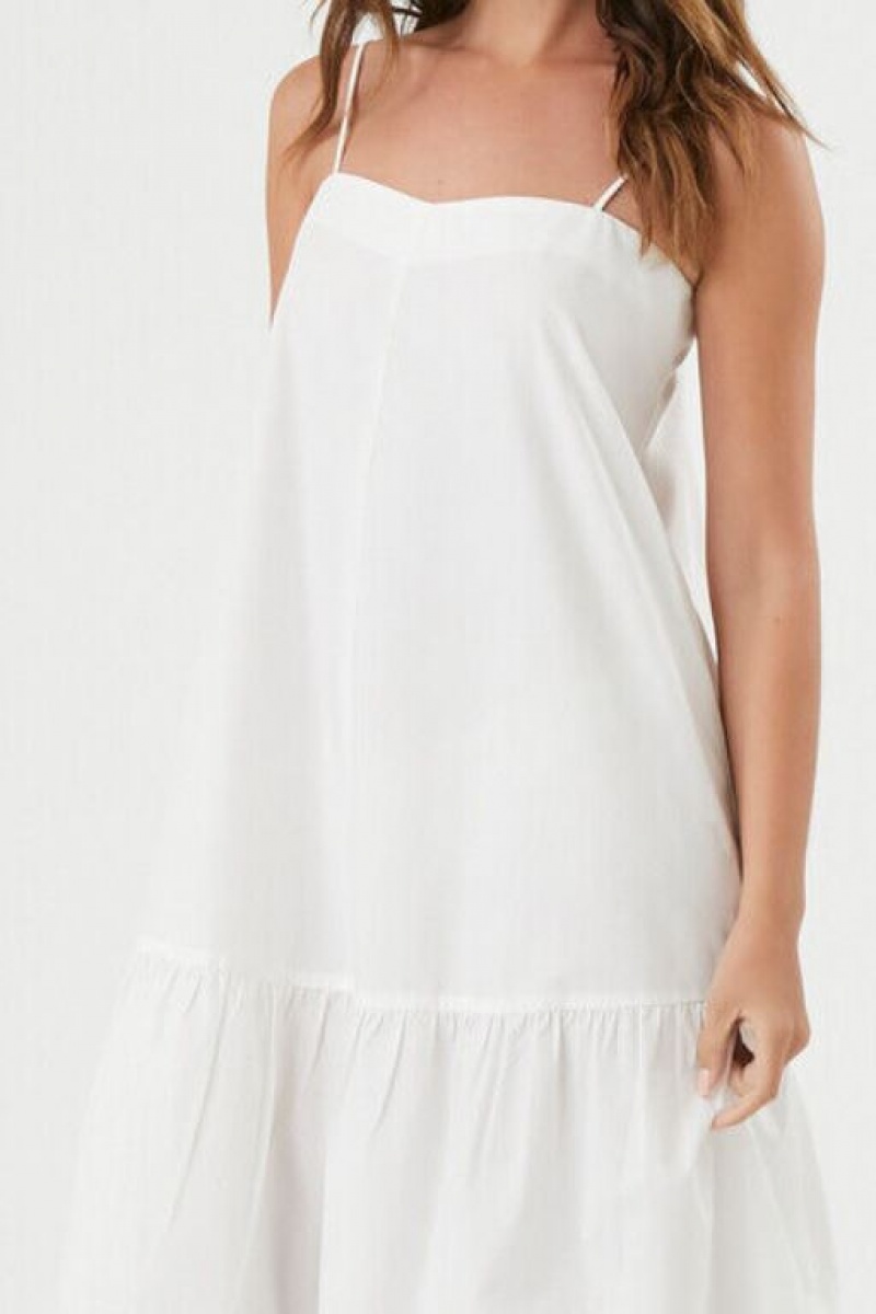 Vestido Forever 21 Tiered Cami Midi Mujer Blancas | SZmjahtDMP3