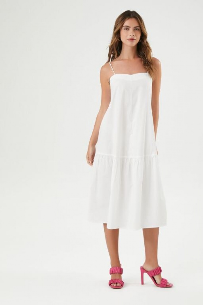 Vestido Forever 21 Tiered Cami Midi Mujer Blancas | SZmjahtDMP3