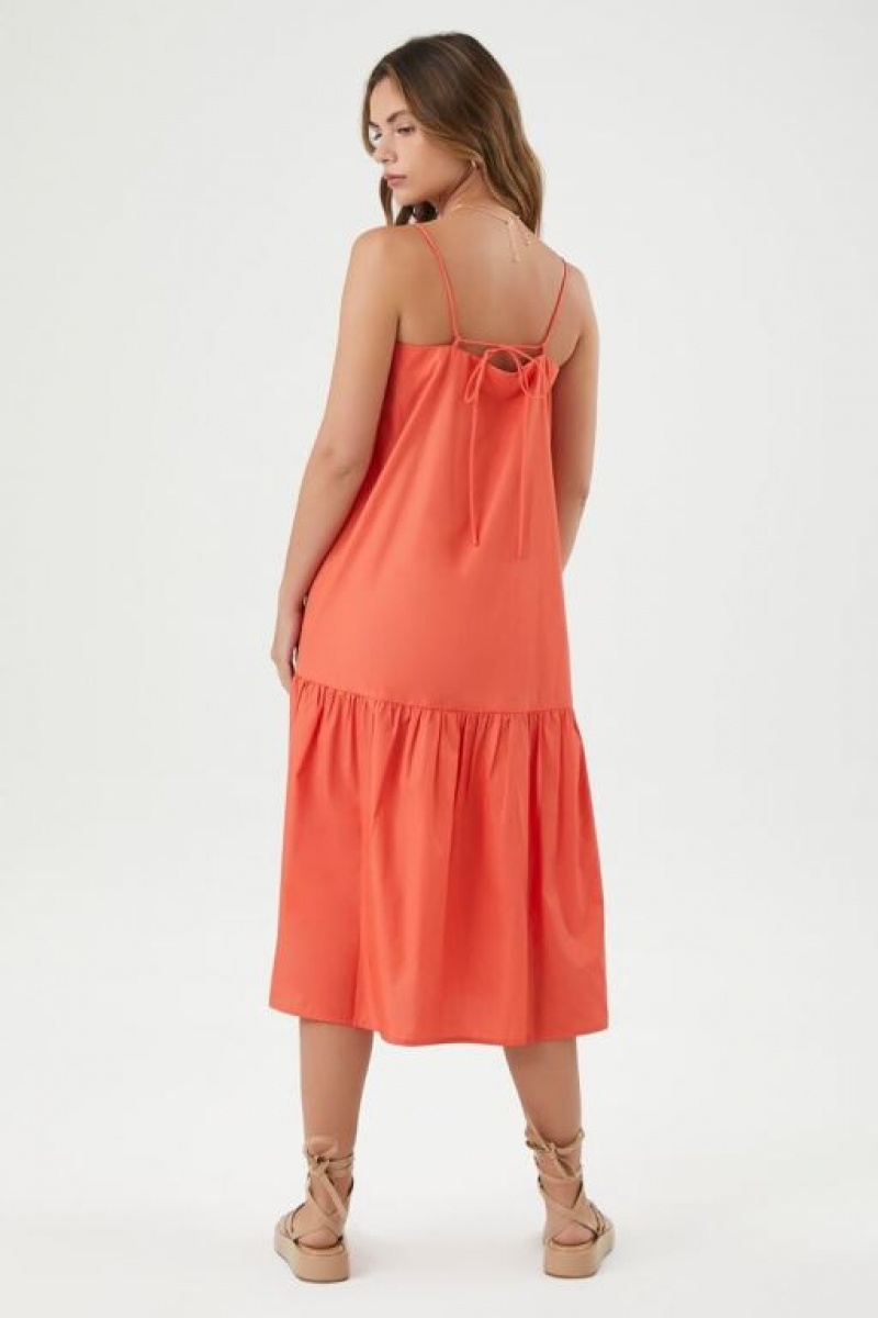 Vestido Forever 21 Tiered Cami Midi Mujer Naranjas | WJLHSRwQWq8