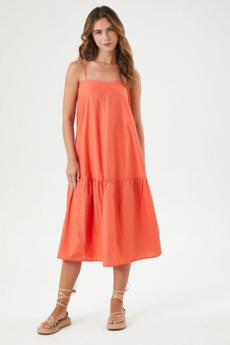 Vestido Forever 21 Tiered Cami Midi Mujer Naranjas | WJLHSRwQWq8