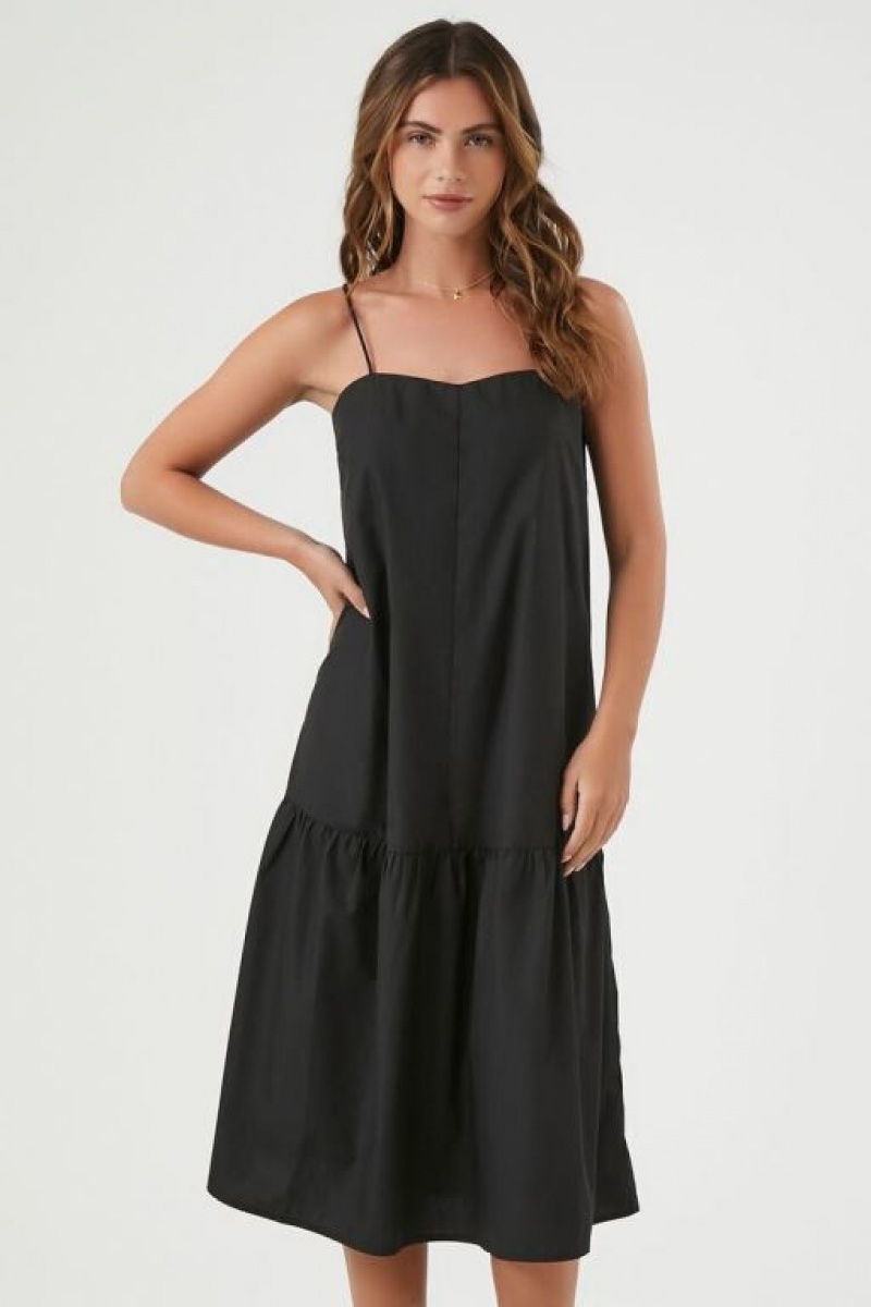 Vestido Forever 21 Tiered Cami Midi Mujer Negras | PwSJRwKCO7D