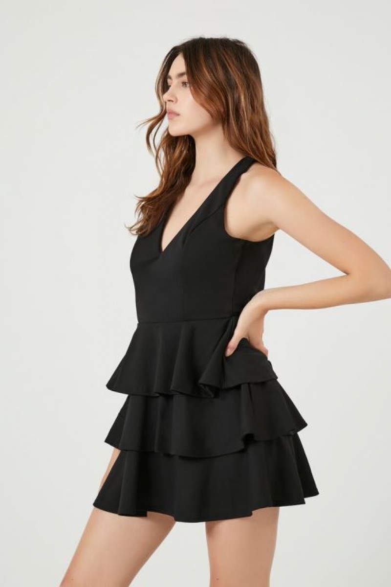 Vestido Forever 21 Tiered Cutout Fit Amp Flare Mujer Negras | 04FZaOFDZUL