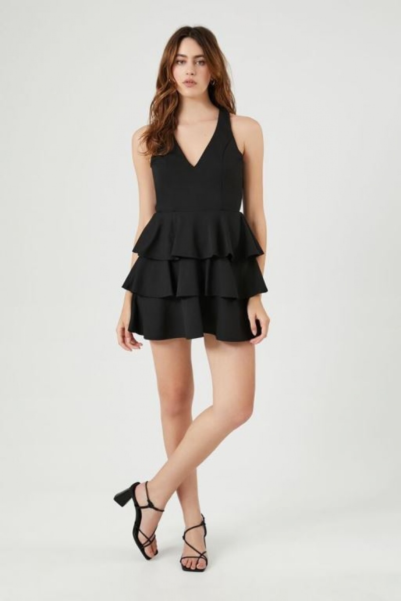 Vestido Forever 21 Tiered Cutout Fit Amp Flare Mujer Negras | 04FZaOFDZUL