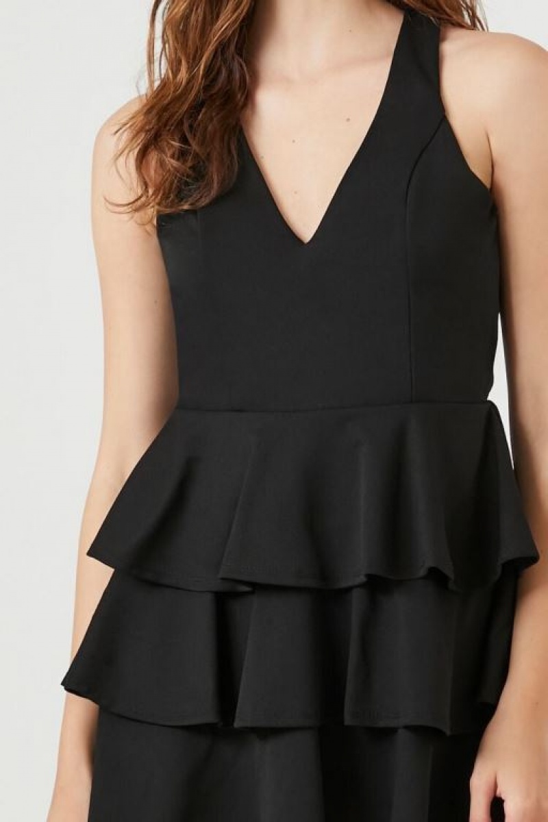 Vestido Forever 21 Tiered Cutout Fit Amp Flare Mujer Negras | 04FZaOFDZUL