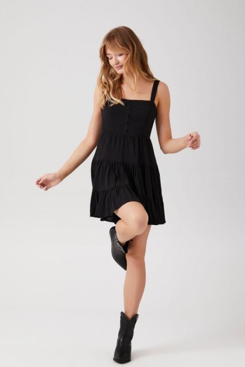 Vestido Forever 21 Tiered Fit Amp Flare Mujer Negras | TLsWPqY3UmG