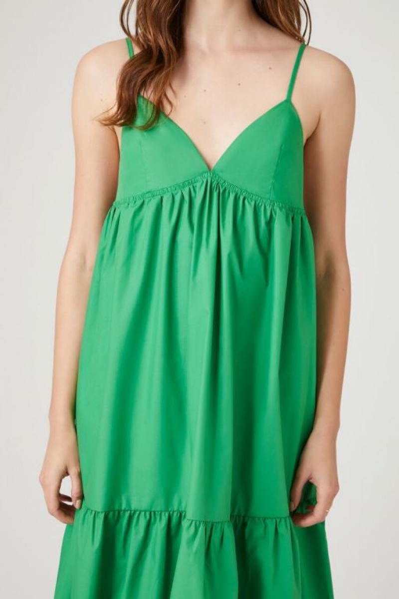 Vestido Forever 21 Tiered Poplin Cami Midi Mujer Verde | j7jjlRhGXzn