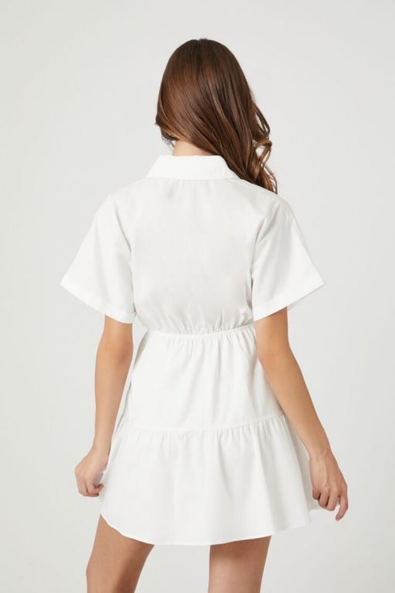 Vestido Forever 21 Tiered Poplin Mujer Blancas | ThJXZZApCbb